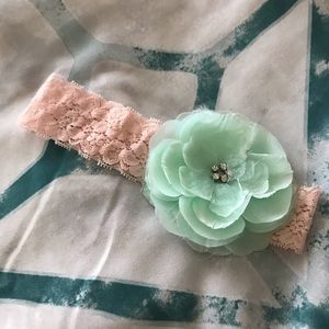 Teal and light pink Headband